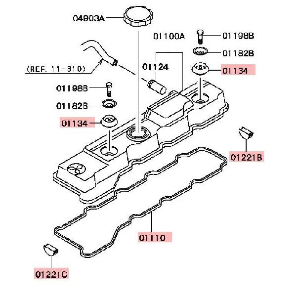 Pajero V26V36V46V76V96V86 4M40 GASKET,ROCKER COVER SEAL,CYLINDER HEAD CAMSHAFT END ME200403 ME200269 ME200270 ME011282