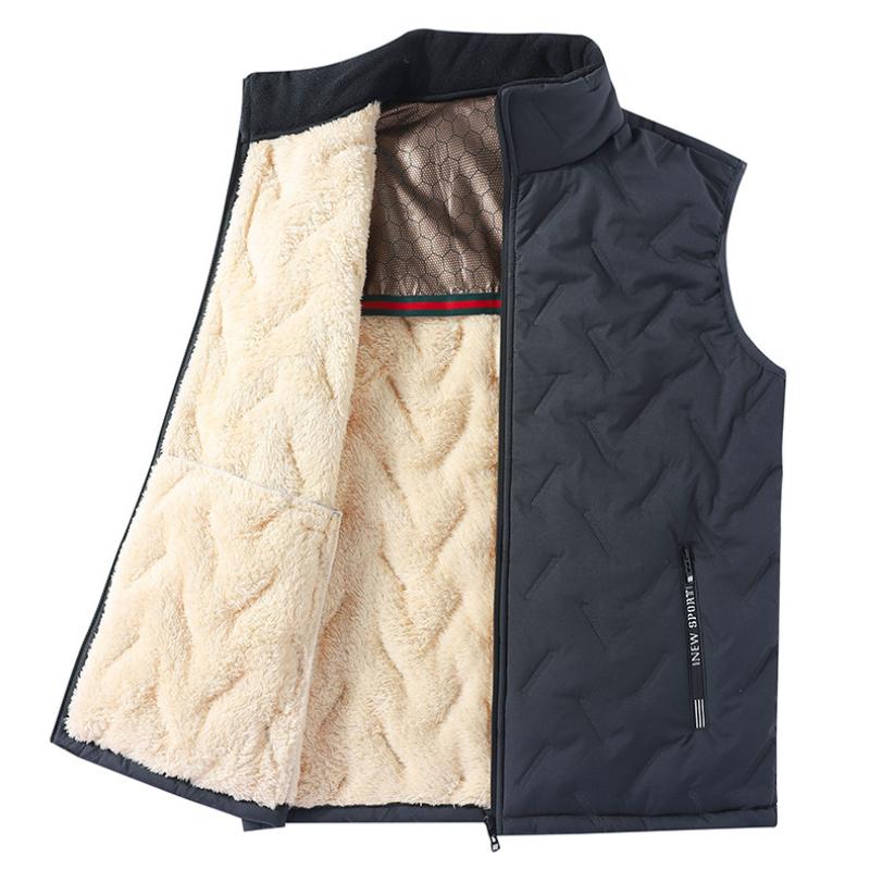 2024 Spring and Autumn New Men's Vest Stand Collar Warm Thickened Fashion Sleeveless Vest Casual Jacket Large Size