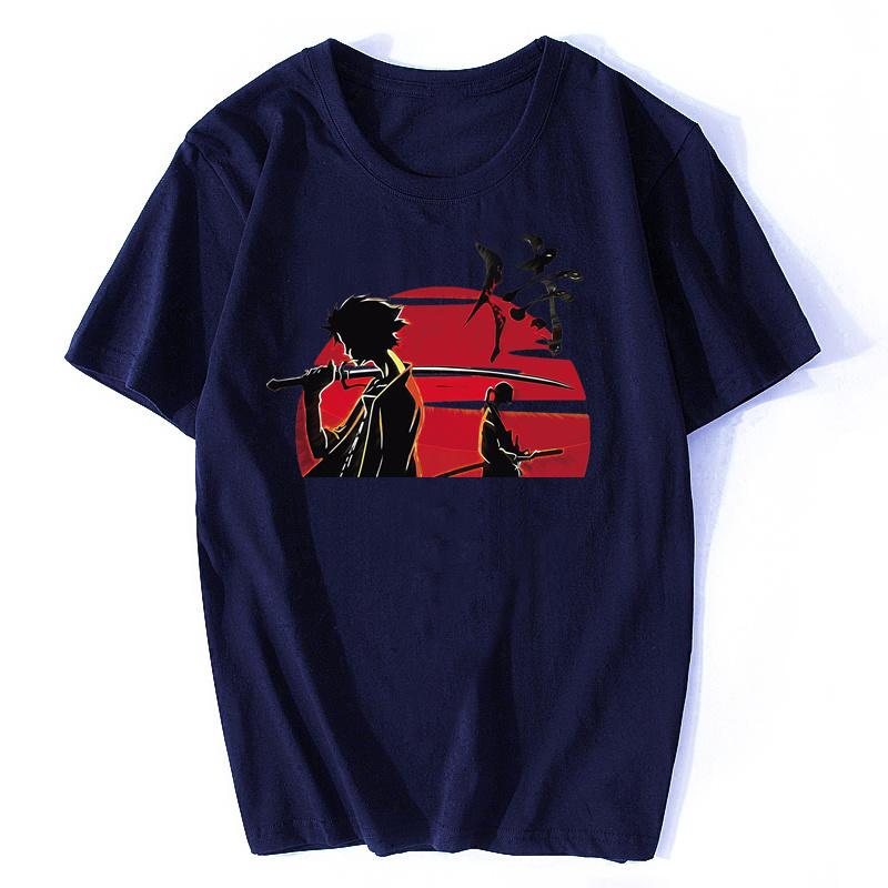 

Модная Мужская Футболка Samurai Champloo С Коротким Рукавом Из Чистого Хлопка С Круглым Вырезом Уличный Стиль Муген Джин Аниме Манга Футболка Подарок S