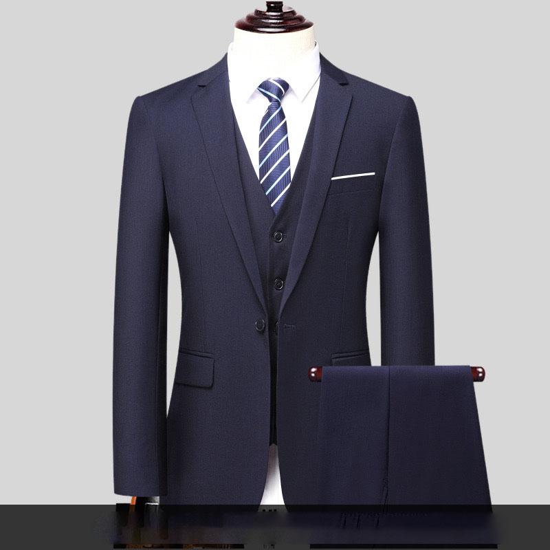Pánský oblek se dvěma knoflíky (oblek + kalhoty) Pohledný Slim-fit Business Professional Work Formální dvoudílná sada XS-6XL