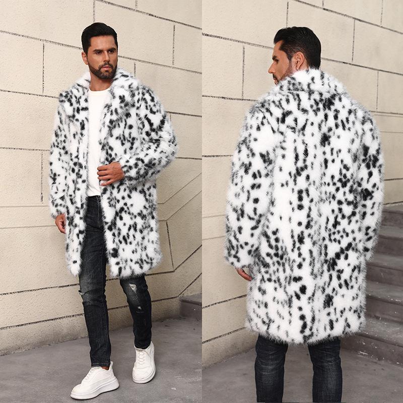 New imitation fur coat men's medium and long British suit collar warm imitation fur coat