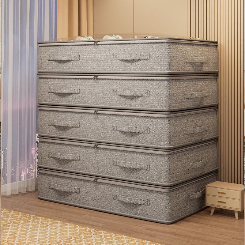 Underbed Flat Storage Box & Drawer for Seasonal Quilts and Clothes Organizer