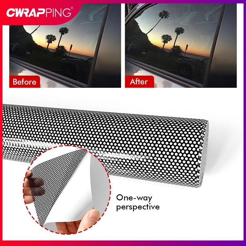 Tinting Perforated One-Way Adhesive Wrap Film Car Black White Tinting Mesh Sticker Perforated Vinyl Privacy Window Film