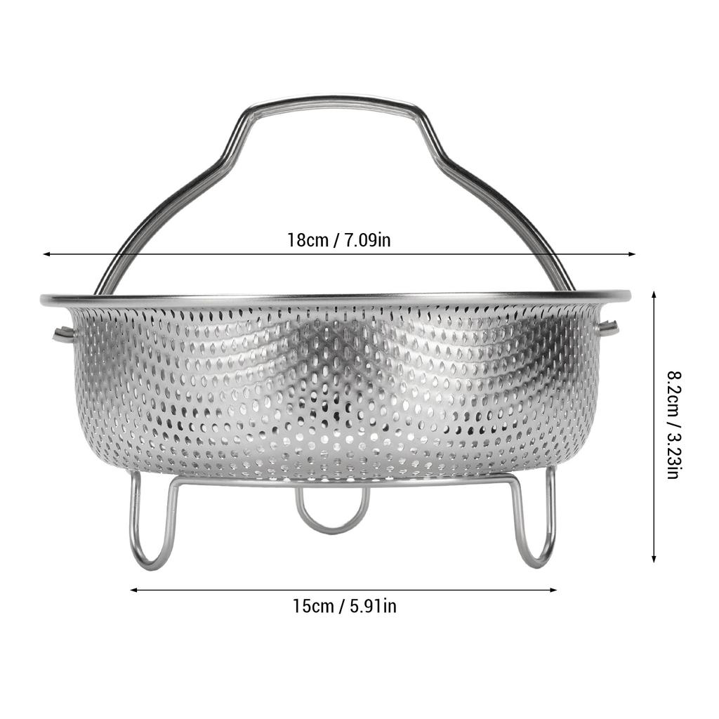 Steam Basket with Foldable Handle 304 Stainless Steel Multifunctional Colander Steam Insert for Electric Rice Cooker Pot