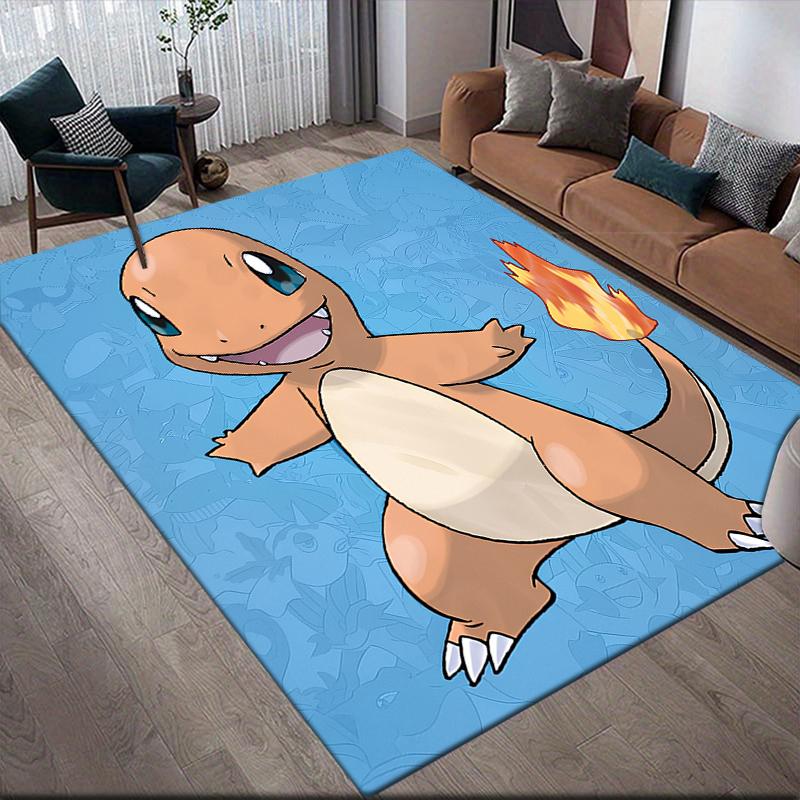 Charmander Pokemon2 Square Area Rug, Non-Slip Floor Mat for Living Room, Perfect Gift for Pokemon Fans