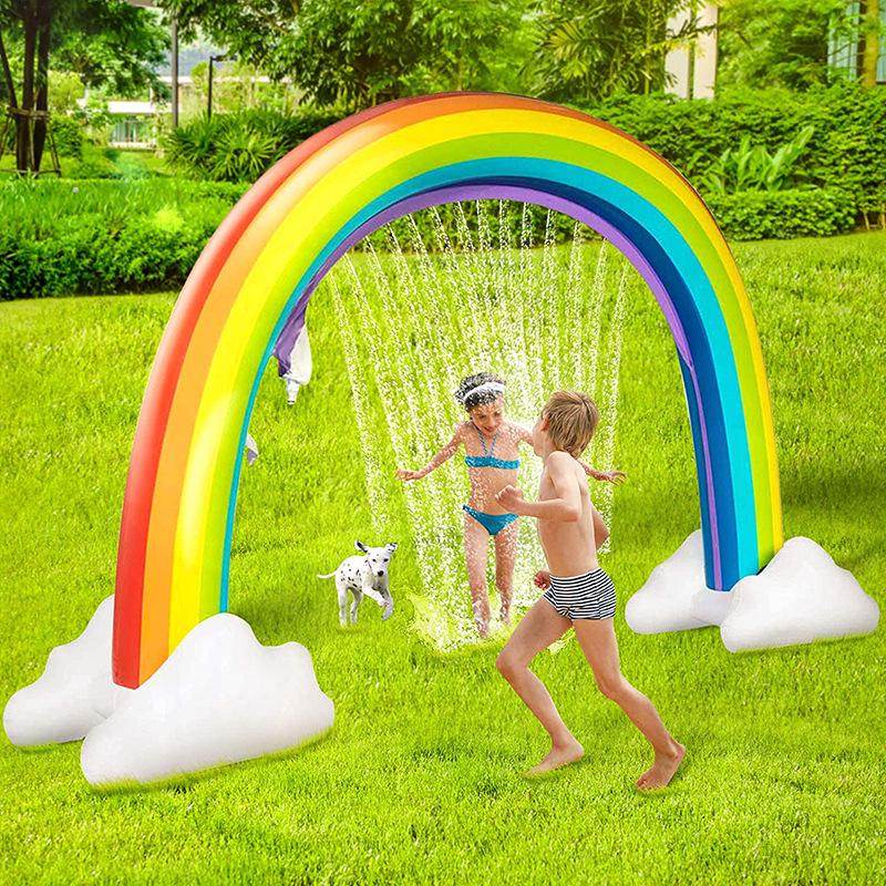 Inflatable Rainbow Arch Sprinkler for Kids - Outdoor Water Play Toy and Lawn Game 