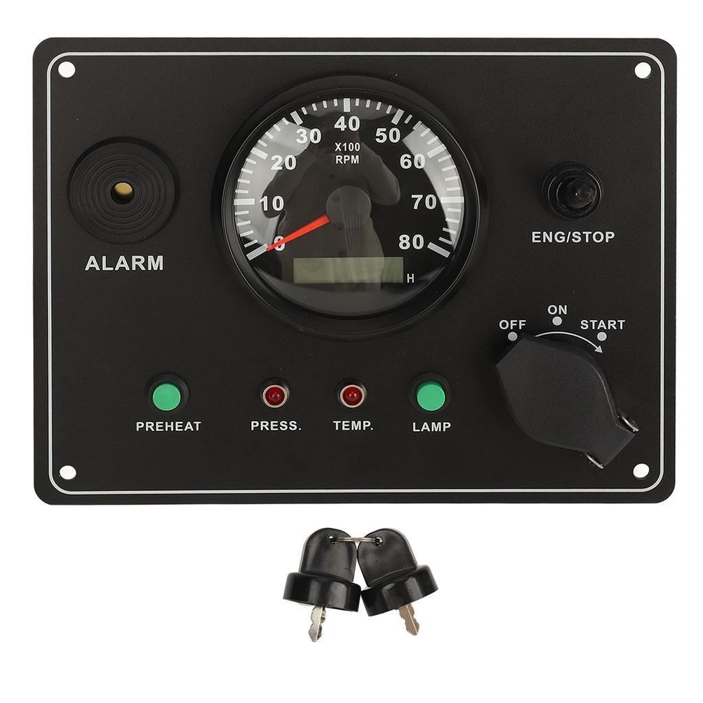 210 X 160mm Boat Tachometer Panel High Accuracy Multifunction 0‑8000 RPM Marine Tacho Gauge Instrument Panel with Alarm