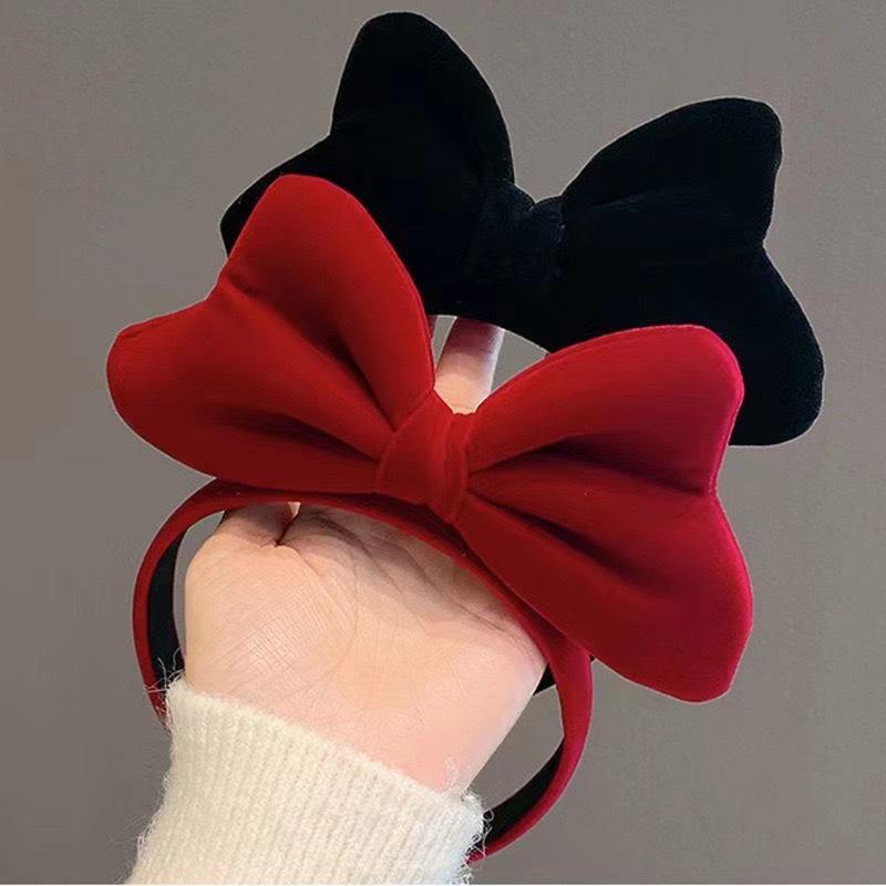 2024 Red Velvet Bow Headband - Women's New Year & Christmas Accessories for All Ages