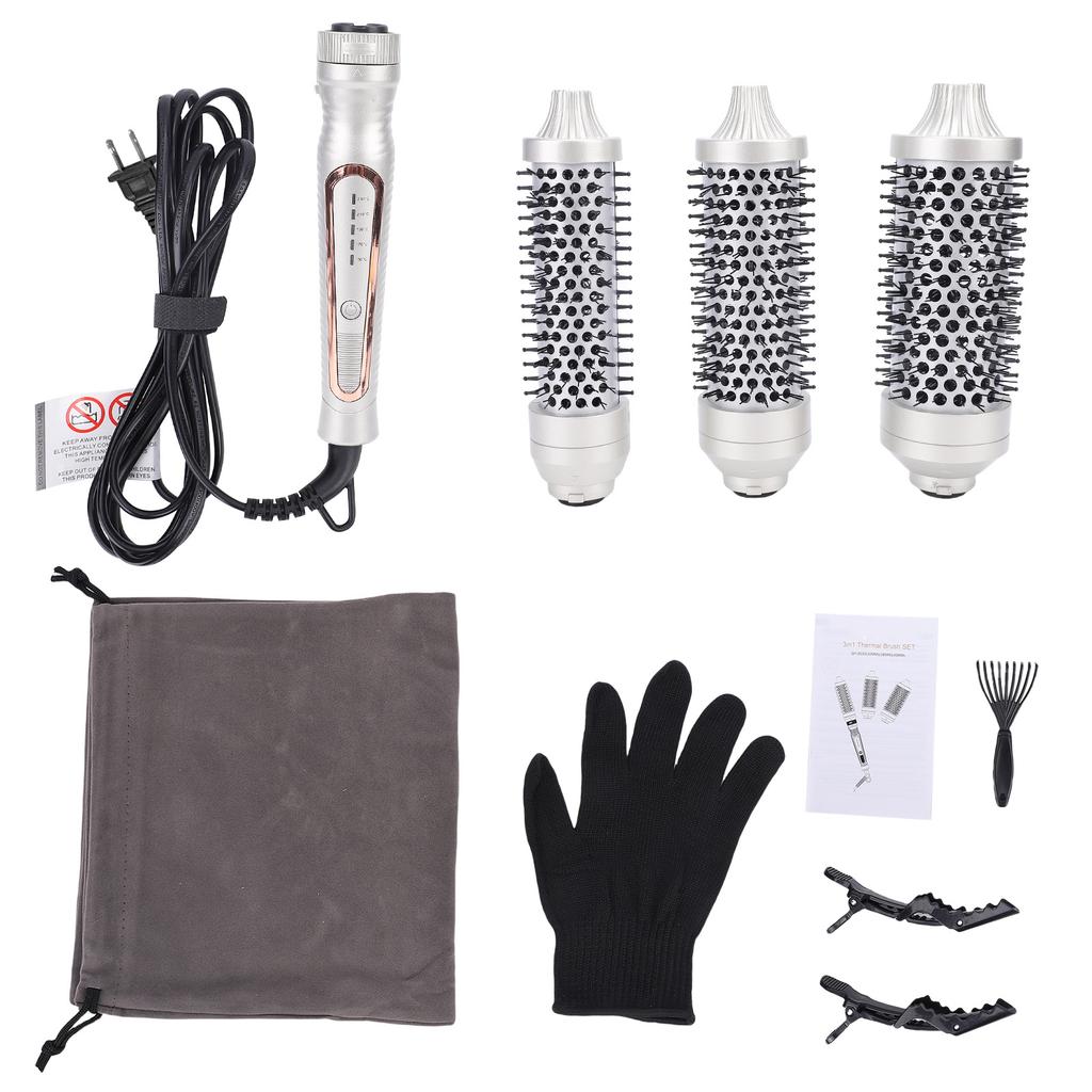 Thermal Round Brush Set, Hot-Air Curling Iron Brush, 3 Barrel Sizes, 5 Temp Settings for Fine To Thick Coarse Hair