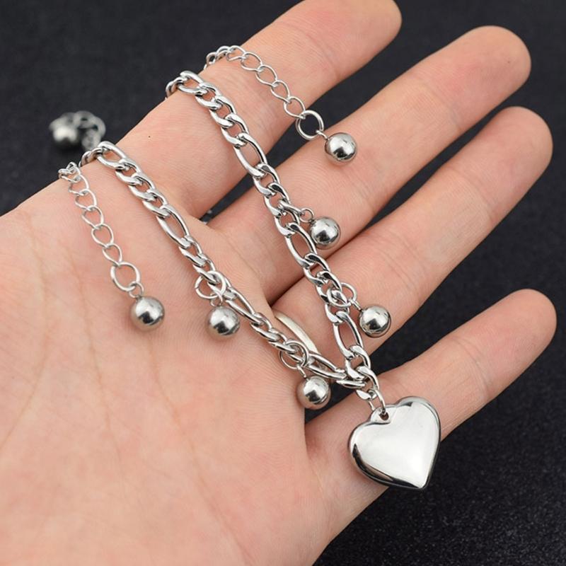 Punk Tassel Heart Pendant Necklace for Women Girls Gothic Sweet Cool Coarse Clavicle Chains Y2k Accessories Jewelry