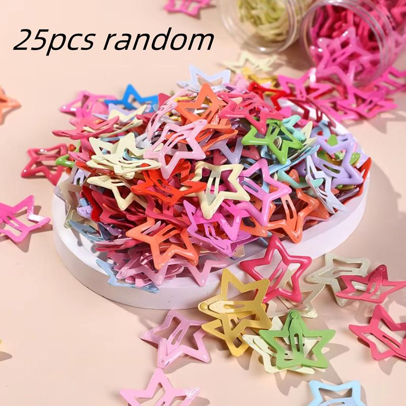 25/50 pcs colorful star BB hairpins, suitable for girls' hair clips, sweet girl metal snap headdress hair accessories.