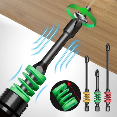 1/2/3Pcs Portable Non-slip Magnetic Bit with Spring Hexagonal Cross Batch Head Drill Bit Electrician Tools