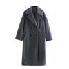 Elegant Warm Women Long Woolen Overcoat Thick Long Sleeve Solid Color Coat