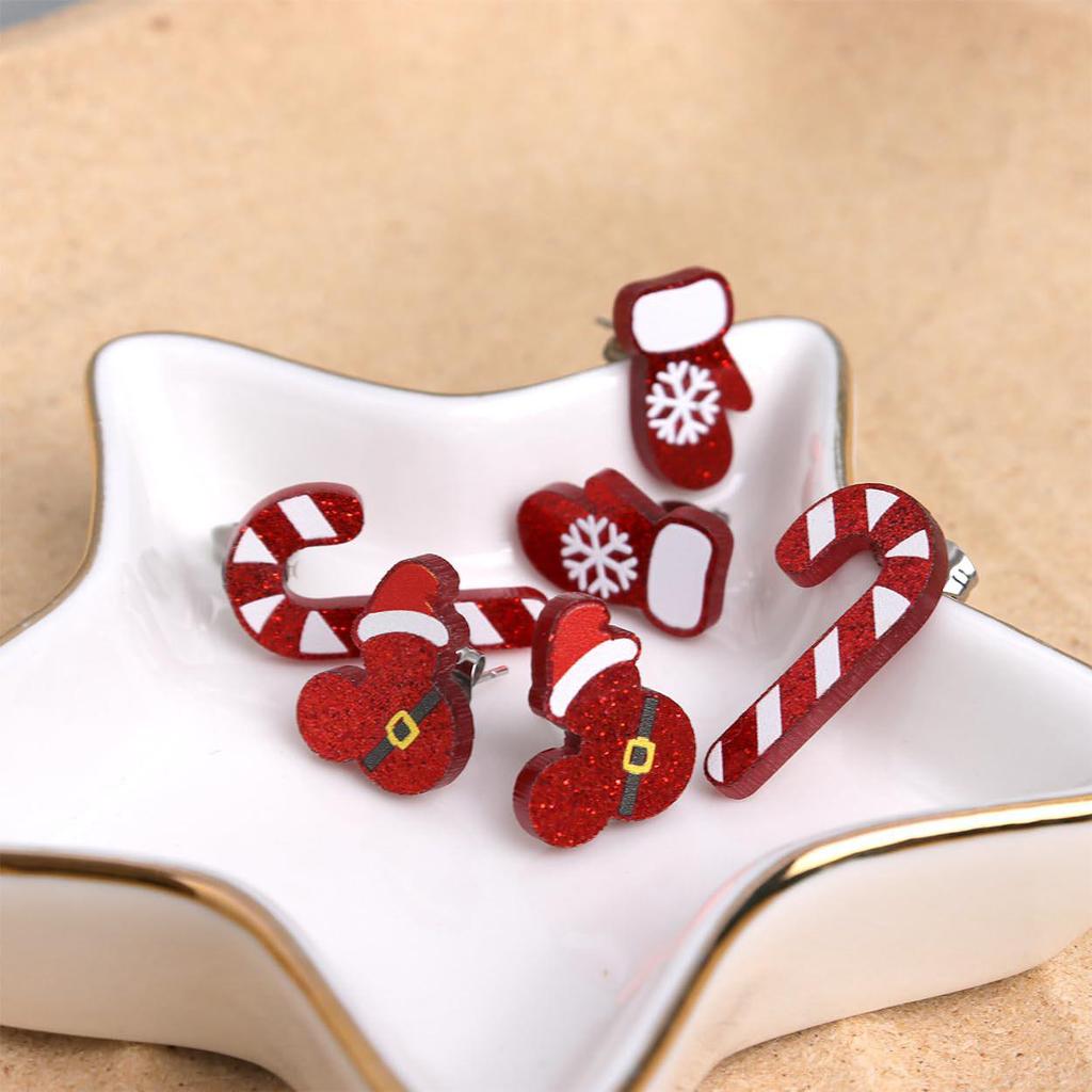 Cross-Border Acrylic Mickey Holiday Earrings: Christmas Hat Design, Simple & Versatile.