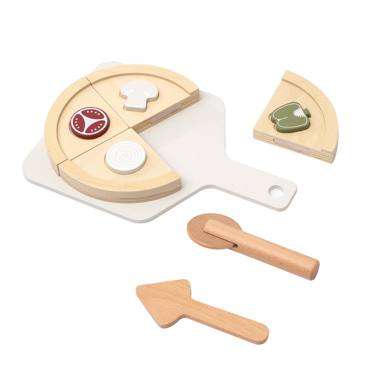 

Wooden Pizza Puzzle & Pretend Play Set for Kids - Interactive Hands-on Kitchen Toy.