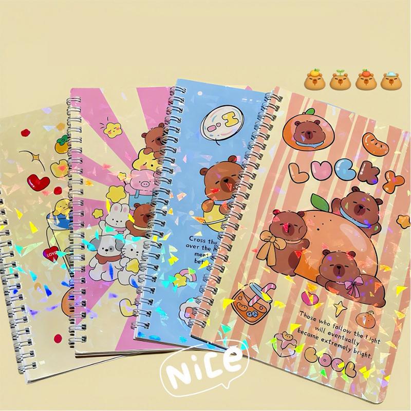 

Лазерная Капибара Блокнот А5 на спирали Милый мультяшный блокнот для упражнений Милый блокнот Дневник Школьные канцелярские принадлежности OneSize