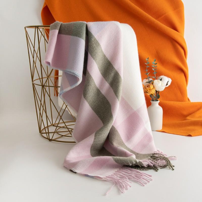 Faux Cashmere Scarf with Plaid Pattern, Thick and Warm, Long Length, Perfect for Autumn and Winter Seasons.