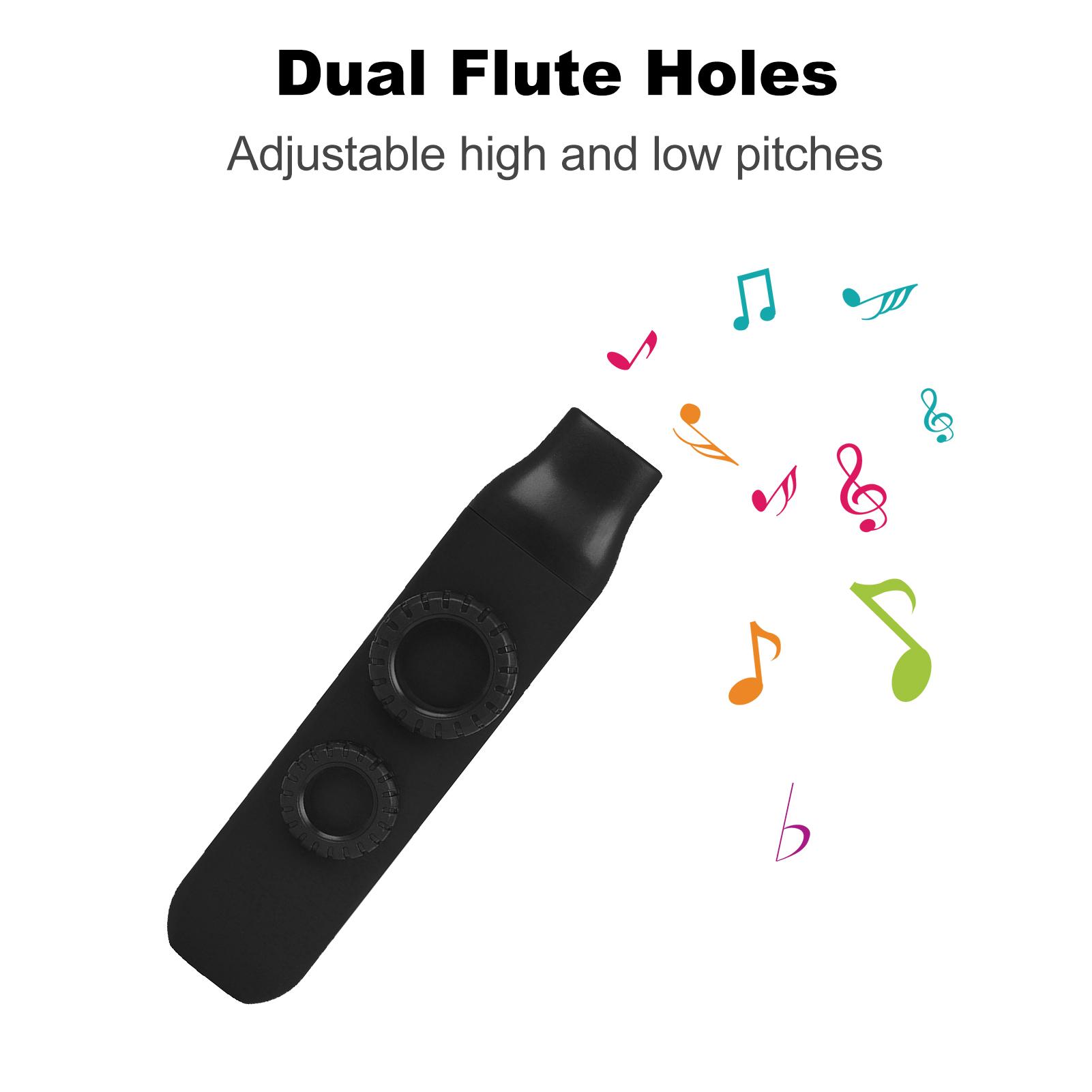 

Kazu Flute Double Flute Hole Kazoo Dual Flute Holes Replaceable Blowing Nozzle 10pcs Membrane Musical Instrument Black