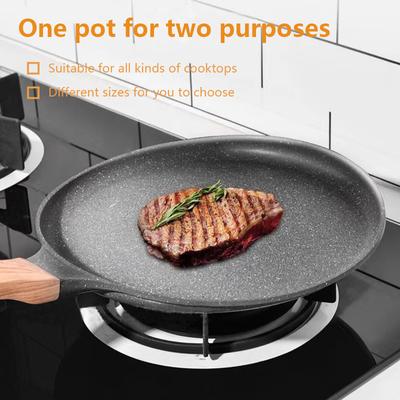 Crêpe-Pfanne, Pfannkuchen, antihaftbeschichtete Bratpfannen, Holzgriff, Omelett, Kochen, Frühstück, Pizza, Steak, gebratener Herd, Crêpe, Küchenzubehör