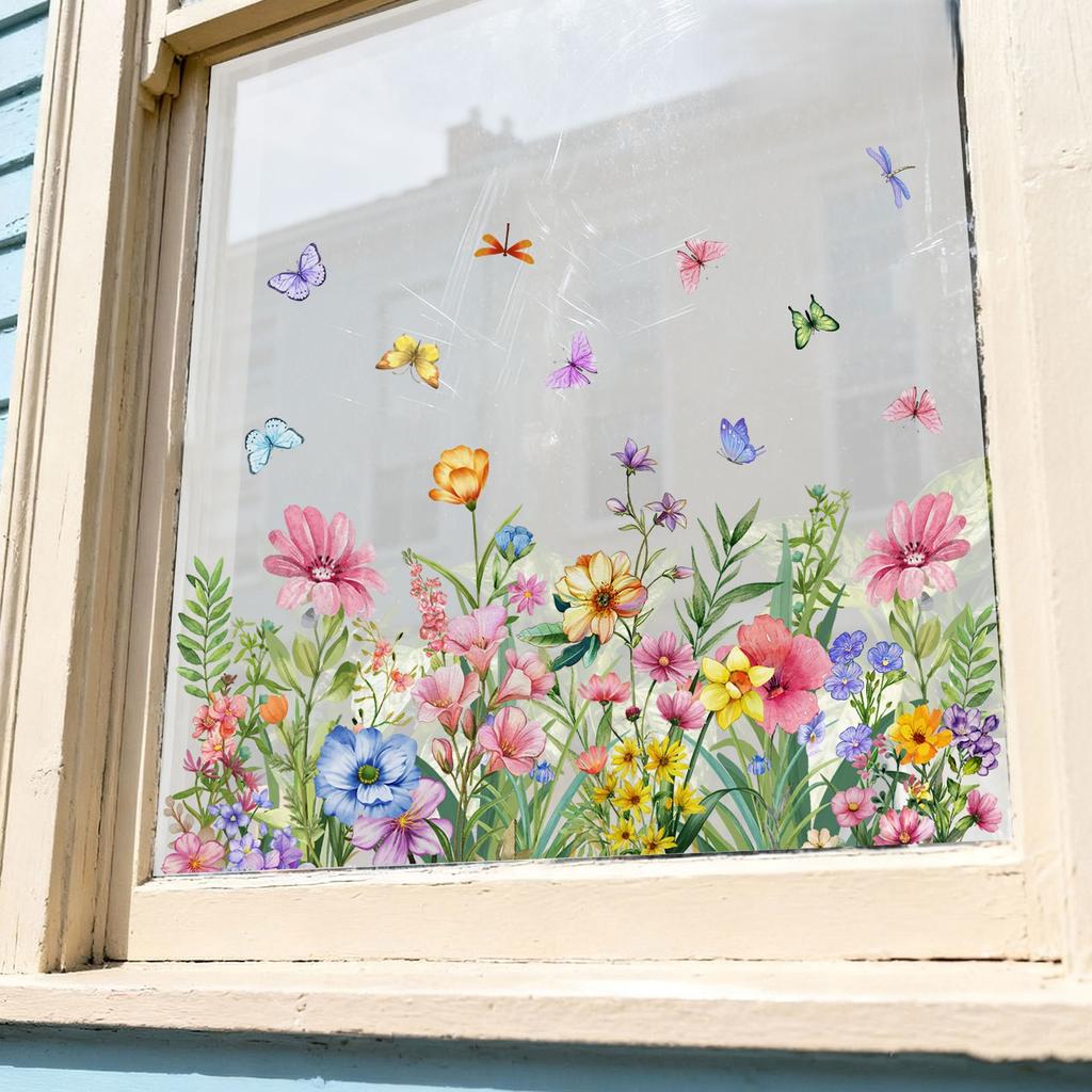 Floral Window Clings Window Decals Easy Damp-apply Installation