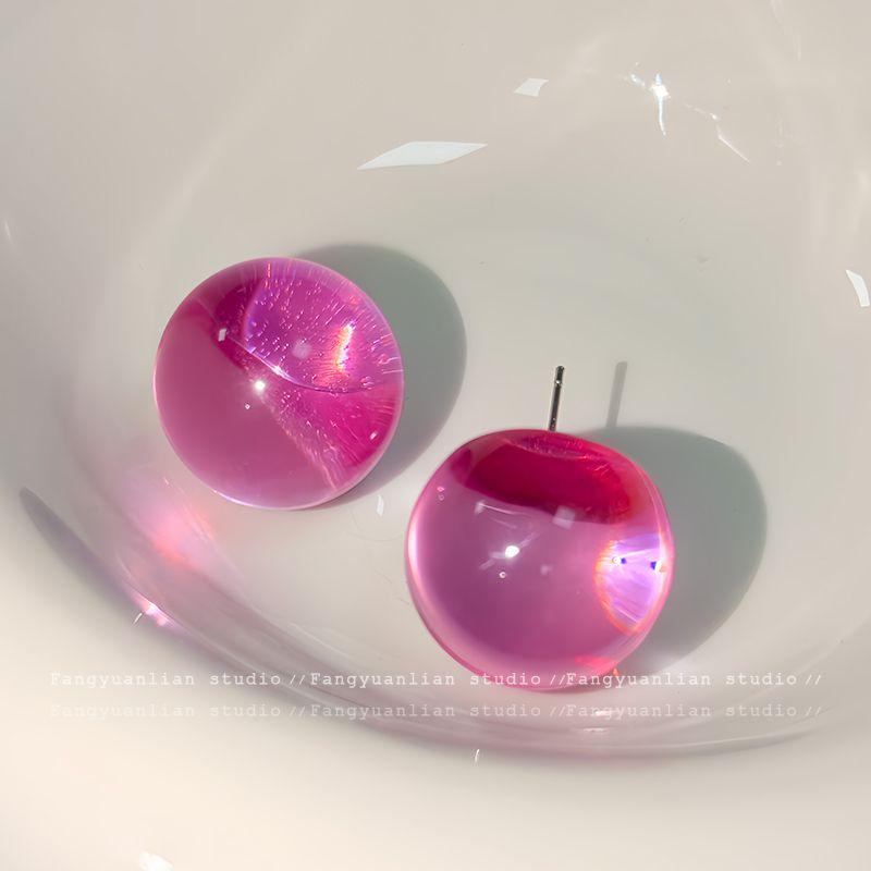 

Blue Danube Korean Style Hoop Earrings Female Niche Design Ear Ear Ring Suitable for round Faces Earrings Ear Studs Rose Pink 2cm