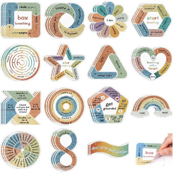 75Pcs Calm Stickers for Anxiety Sensory Textured Sensory Stickers Anti Stress Anxiety Relief Items Boho Calm Sticker Bulk Waterproof Fidget Adults
