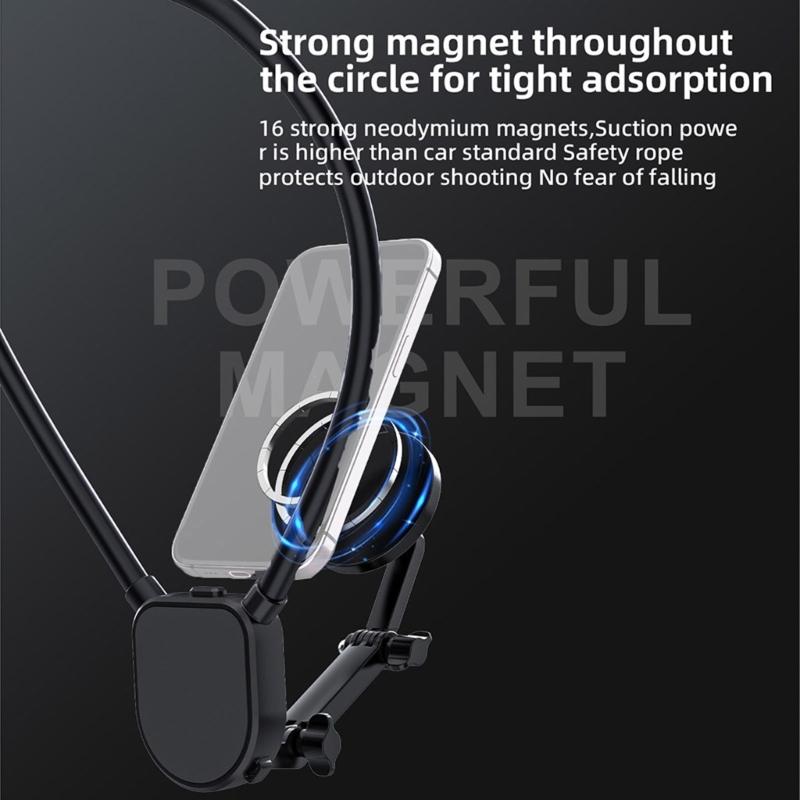 Neck Mount Holder Magnetic Quick Snap Camera Harness for 360 Action Camera Handsfree Action Recording, 360 Degree View
