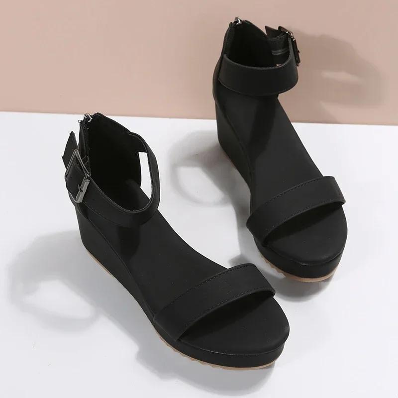 

Женские летние босоножки на толстой платформе с застежкой-молнией, женские нескользящие повседневные туфли с открытым носком, большой размер 43 41