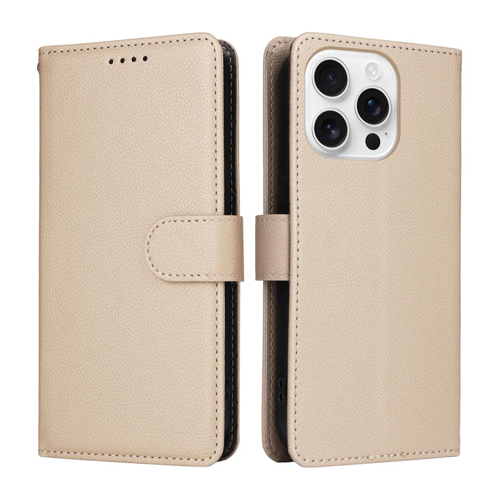 For iPhone 16 Pro Max Case RFID Blocking 3 Card Slots PU Leather Phone Cover with Wrist Strap