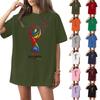 Damen Rundhals Bedrucktes Kurzarm T-Shirt Top