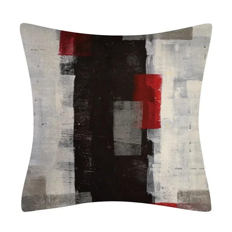 Poszewka na poduszkę do dekoracji domu Modna poduszka Abstrakcyjna poszewka na poduszkę Czarno-czerwona geometryczna poszewka na poduszkę Sofa
