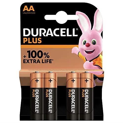 Piles Duracell Pack de 4 piles alcalines AA Duracell Plus, 1,5V LR06