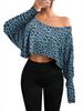 2026 Leopard Print Off-shoulder Cropped Long-Sleeve Top for Women