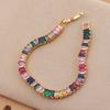 Gold Plated Rainbow Baguette CZ Tennis Bracelet – Luxury Colorful Gemstone Jewelry, Sparkle Gift for Women
