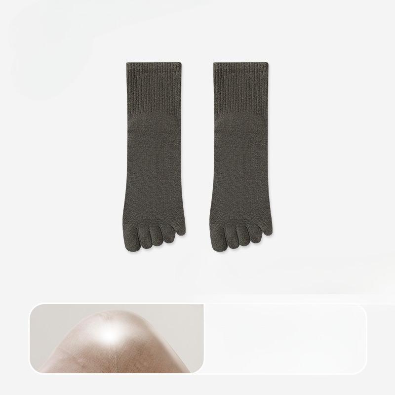 

Женские осенне-зимние носки из чистого хлопка с гелевой защитой от трещин на пятках, увлажняющие, мягкие силиконовые носки с пятью пальцами 1 pair серый/зелёный