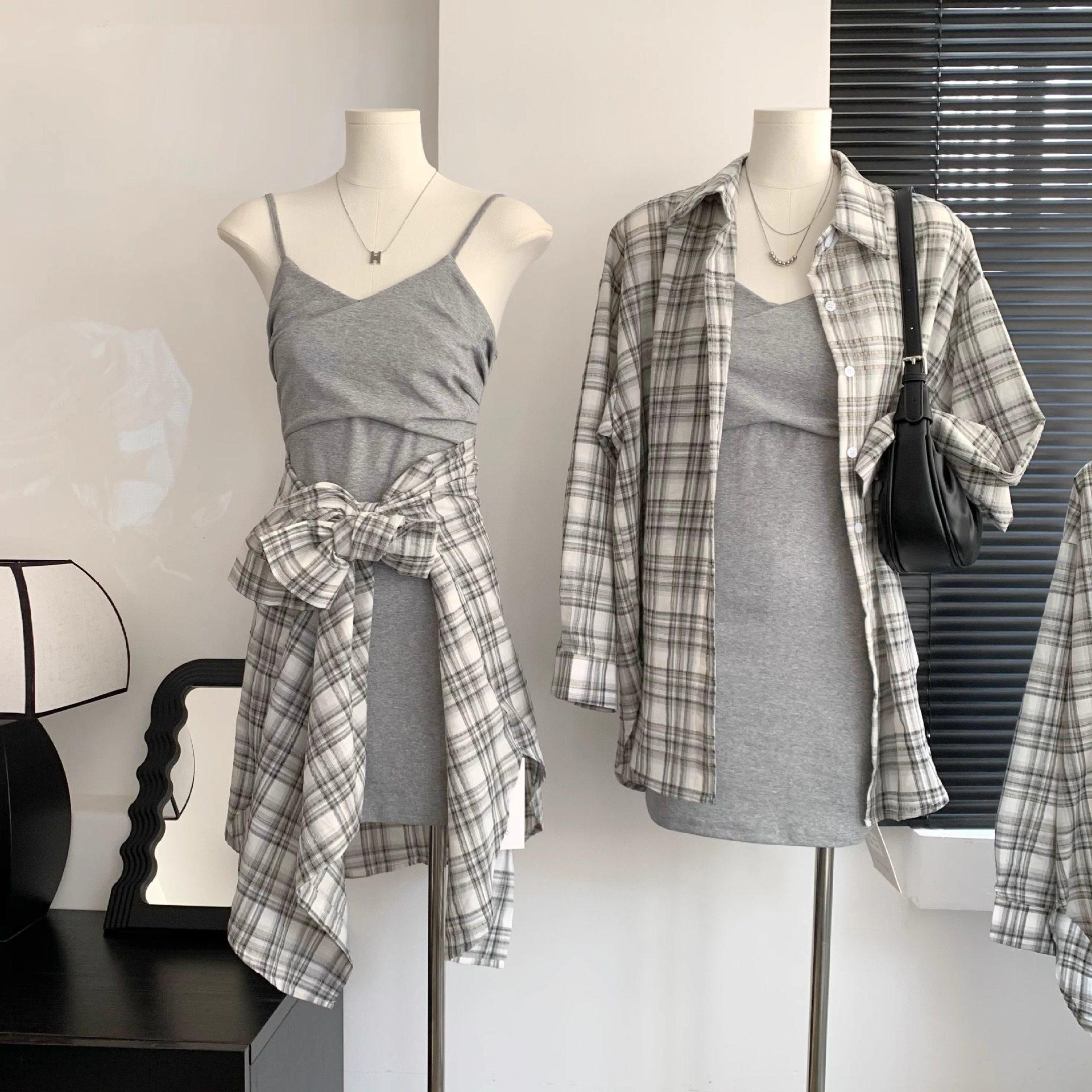 

Женская летняя 2025 года серая клетчатая свободная рубашка-кардиган для защиты от солнца