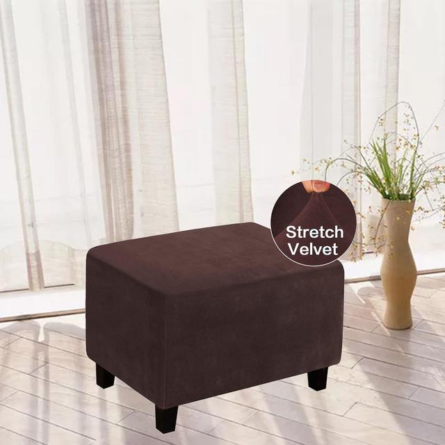 Samt-Rechteckbezug für Ottomane, elastisch, quadratisch, für Fußhocker, Sofa, Schonbezug, Fußstütze, Stuhlhussen, Möbelschutzbezüge