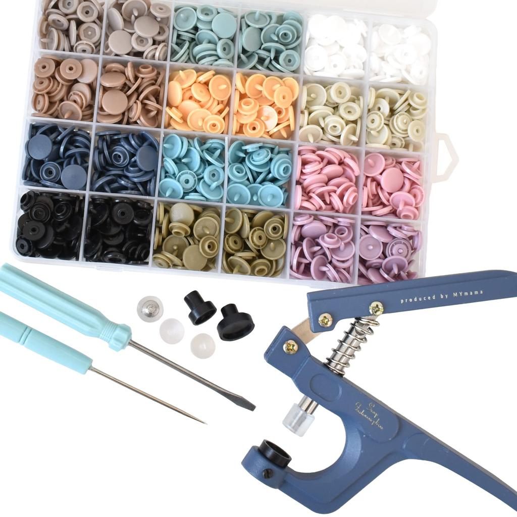 MYmama PlusSnap Starter Handy Press 240 Pairs of Storage Case Round DIY Nuance Set Set, Snaps, Included, Shape, Handicraft, Easy, Handmade, (12mm