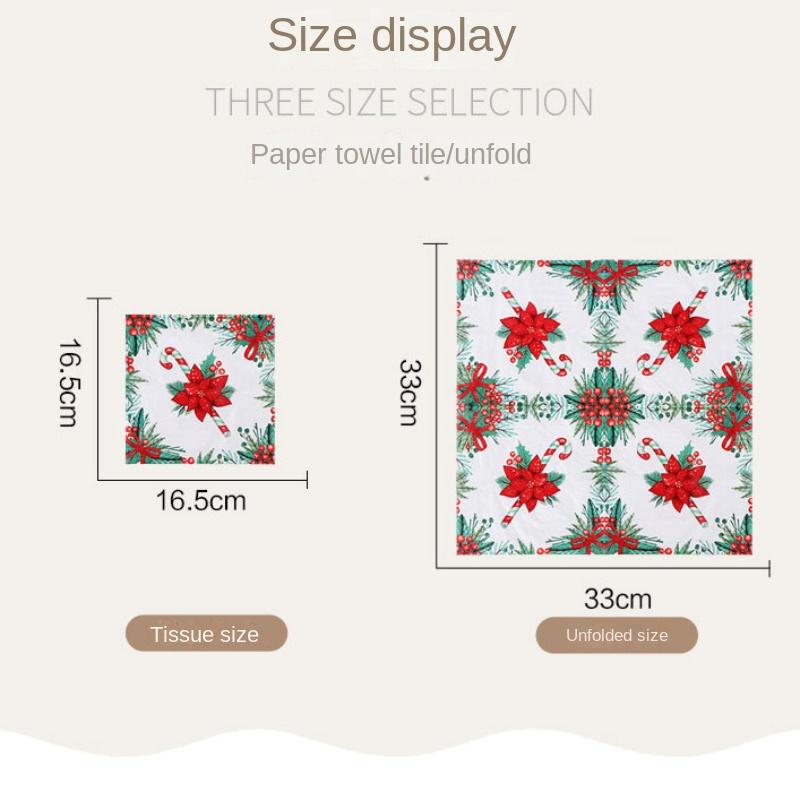 20pcs/Pac 33*33cm 2-Ply Disposable Party Napkin Christmas Pattern