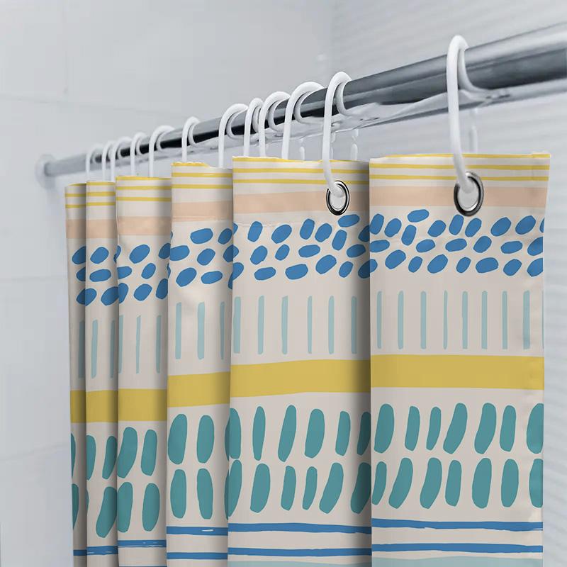 Modern Crystal Shower Curtain, Diamond Pattern Bath Decoration, White Waterfall Style Fabric Curtains for Bathroom Showers Size