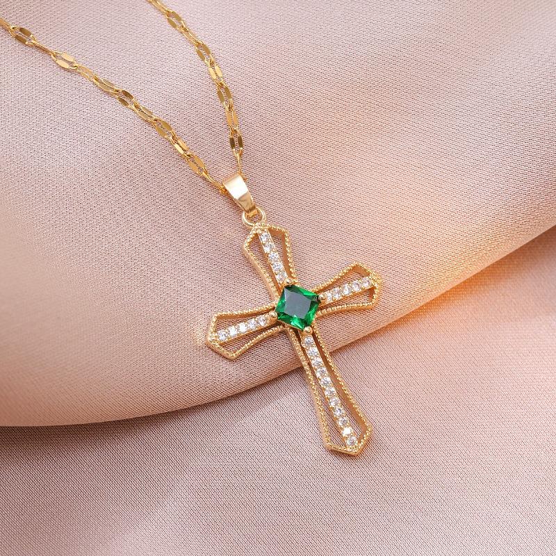 Meier Halskette europäischer und amerikanischer Stil Kreuzkette eleganter Diamantanhänger Schlüsselbein Kette