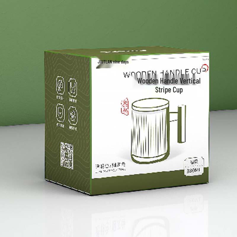 Jiutian 380ml Wooden Handle Glass Tea Cup