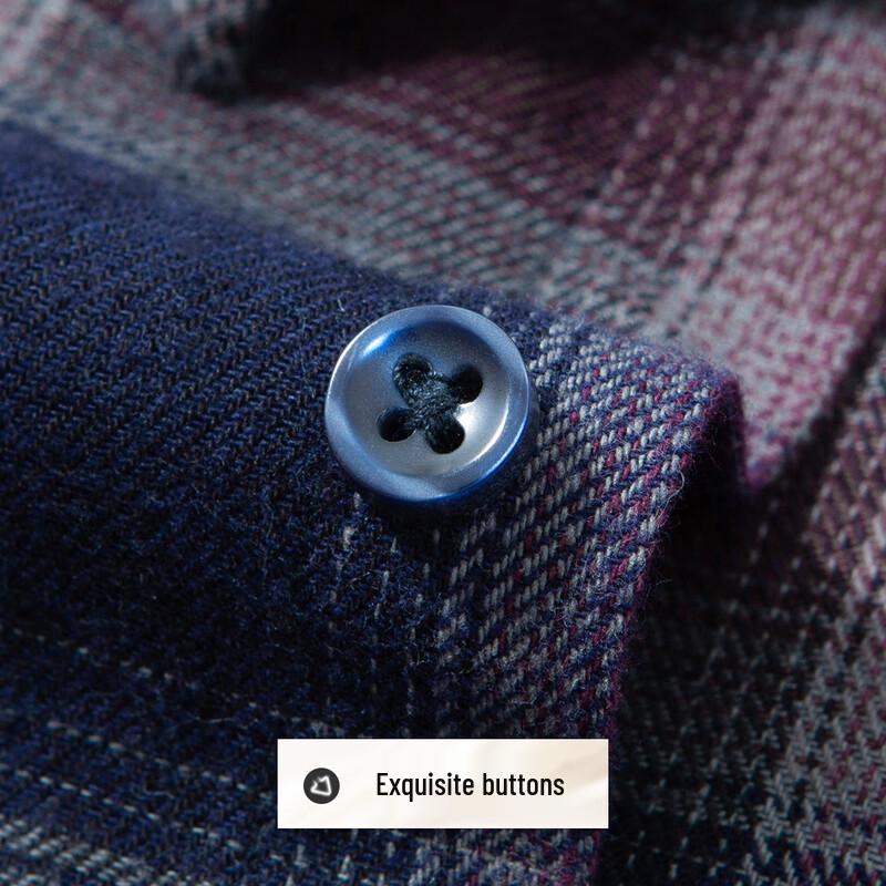 Futing Heren Volledig Katoen Dubbel Geborsteld Lange Mouwen Geruite Overhemd