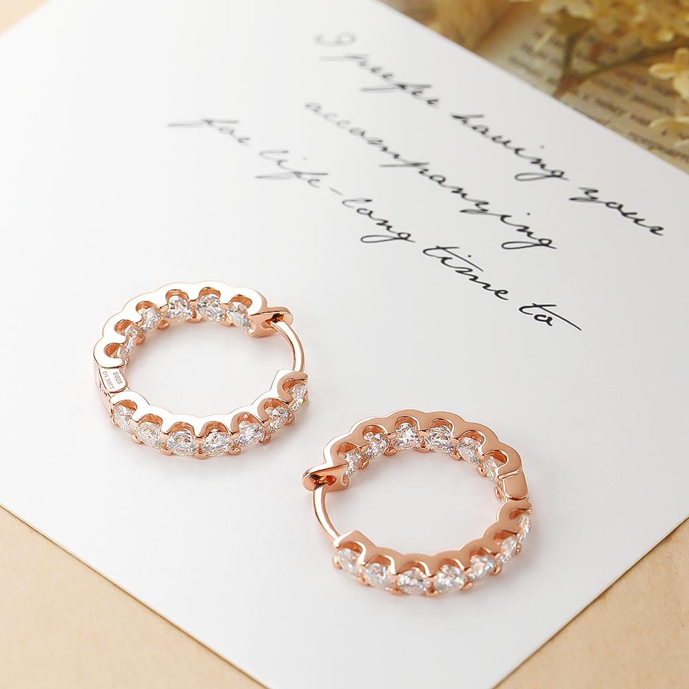 EWYA Luxury Moissanite Hoop Earrings 2.6 Carat D Color S925 Silver Earring For Women Party Fine Jewelry Christmas Gift