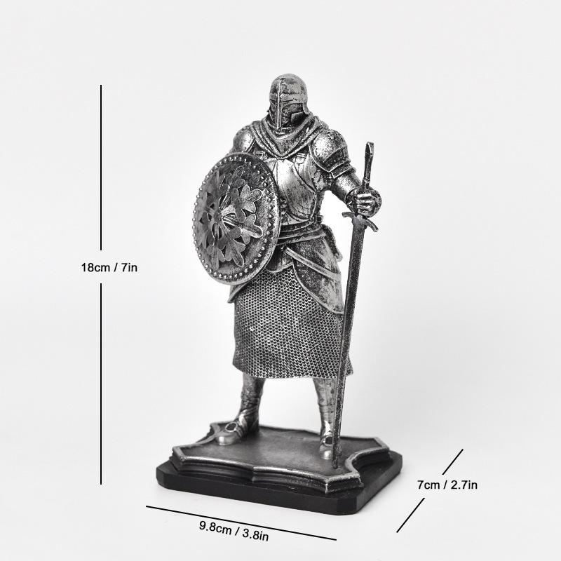Nordic Retro Guard Knight Figurine: Resin Handicraft for Home or Office Decor