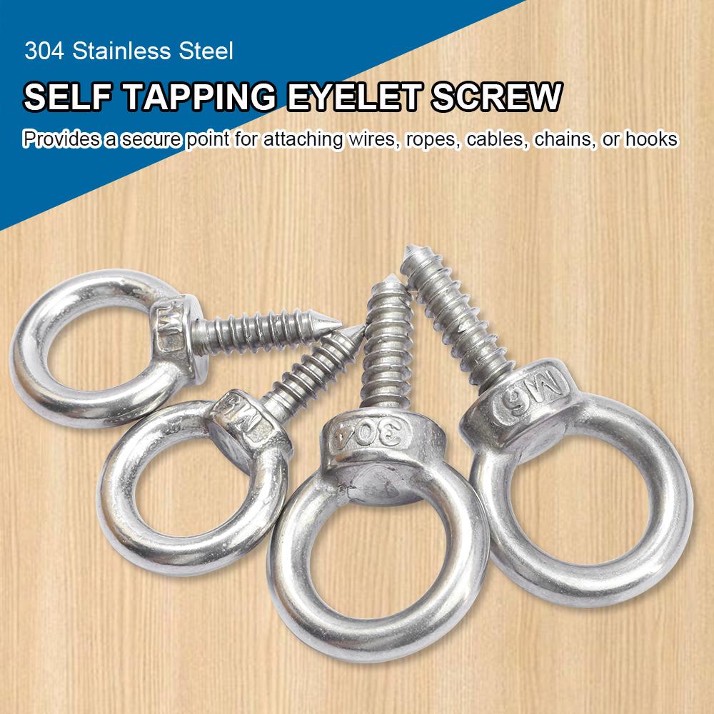Enkel Stuk Heavy Duty Hefoogbouten M4 M5 M6 M8 M10 M12 Roestvrij Staal Zelfaftappend Oogbout Schroef voor Ophangen Houtschroef