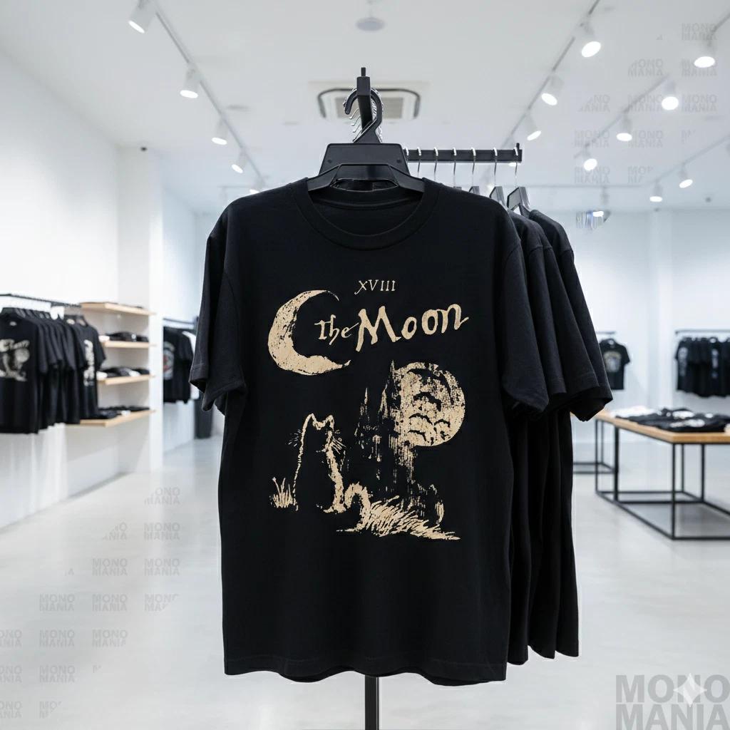 

Unisex Adult Vintage The Moon Tarot Card T-Shirt Vintage Occult Got... S