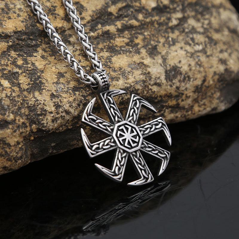 

Titanium Steel Slavic Necklace Viking Viking Men s Hipster Stainless Steel Rune Pendant Jewelry