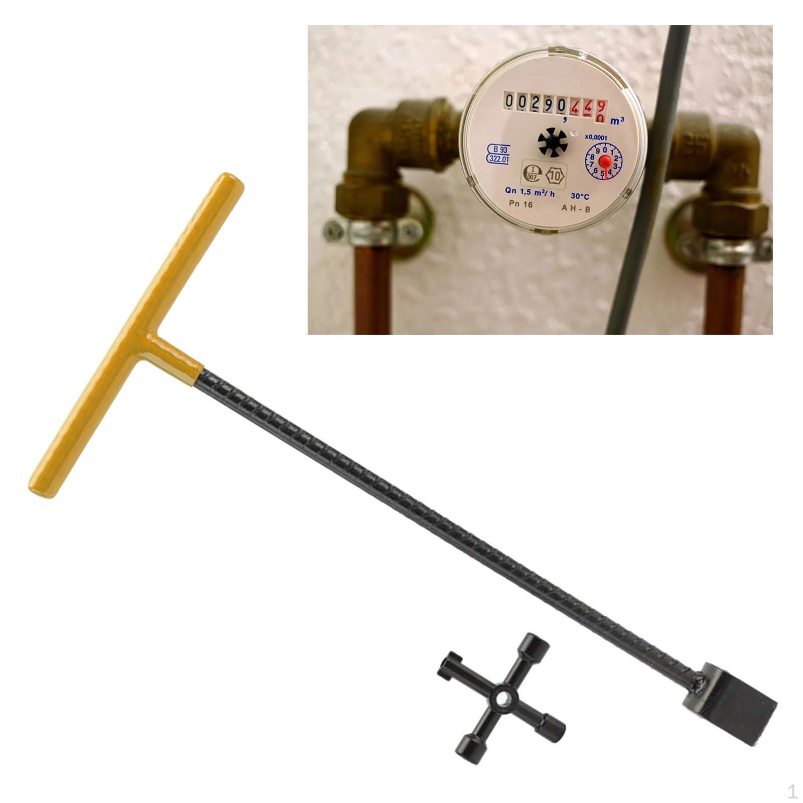 Steel Water Meter , T Handle for Shutoff Valves, Utility Wrench Underground Faucets