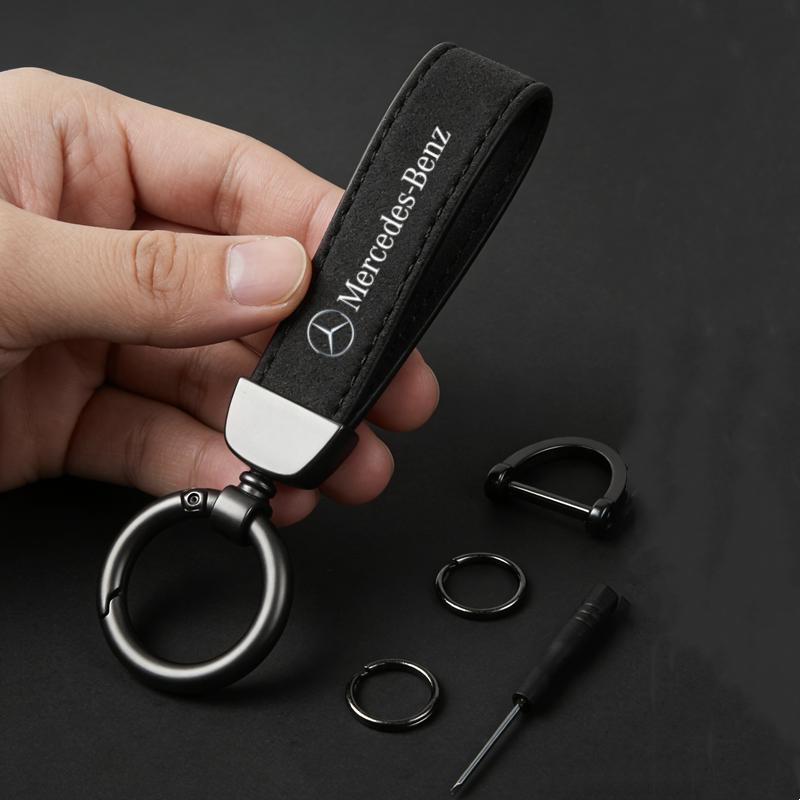 FA9Suede Kaychain Car Key Ring Holder Pendent High-end Gifts For Mercedes Benz S320 W164 W203 W204 W168 C180 E320 A200 CLA CLK CLS